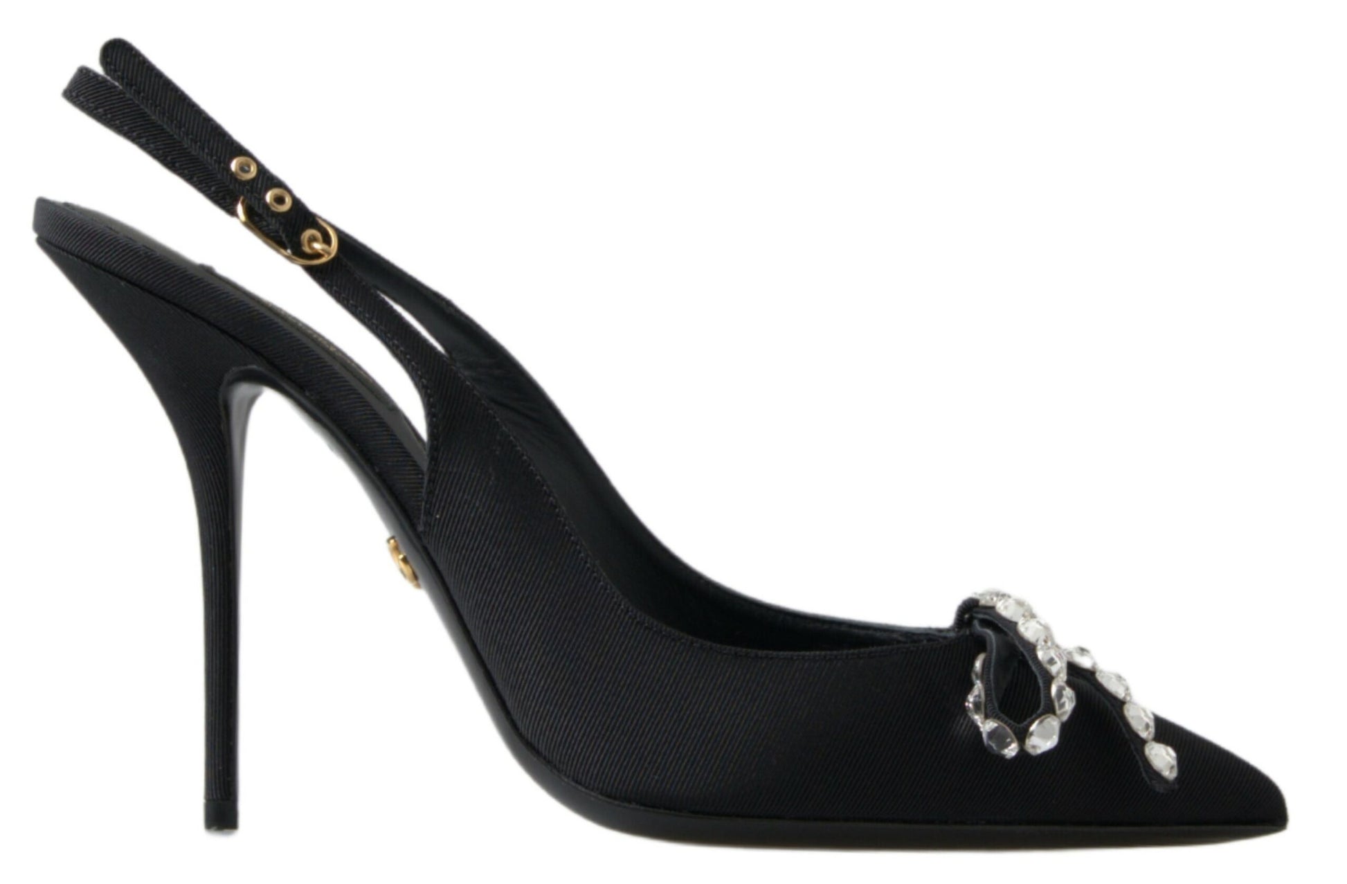 Verzierte schwarze Pumps mit Slingback-Absatz