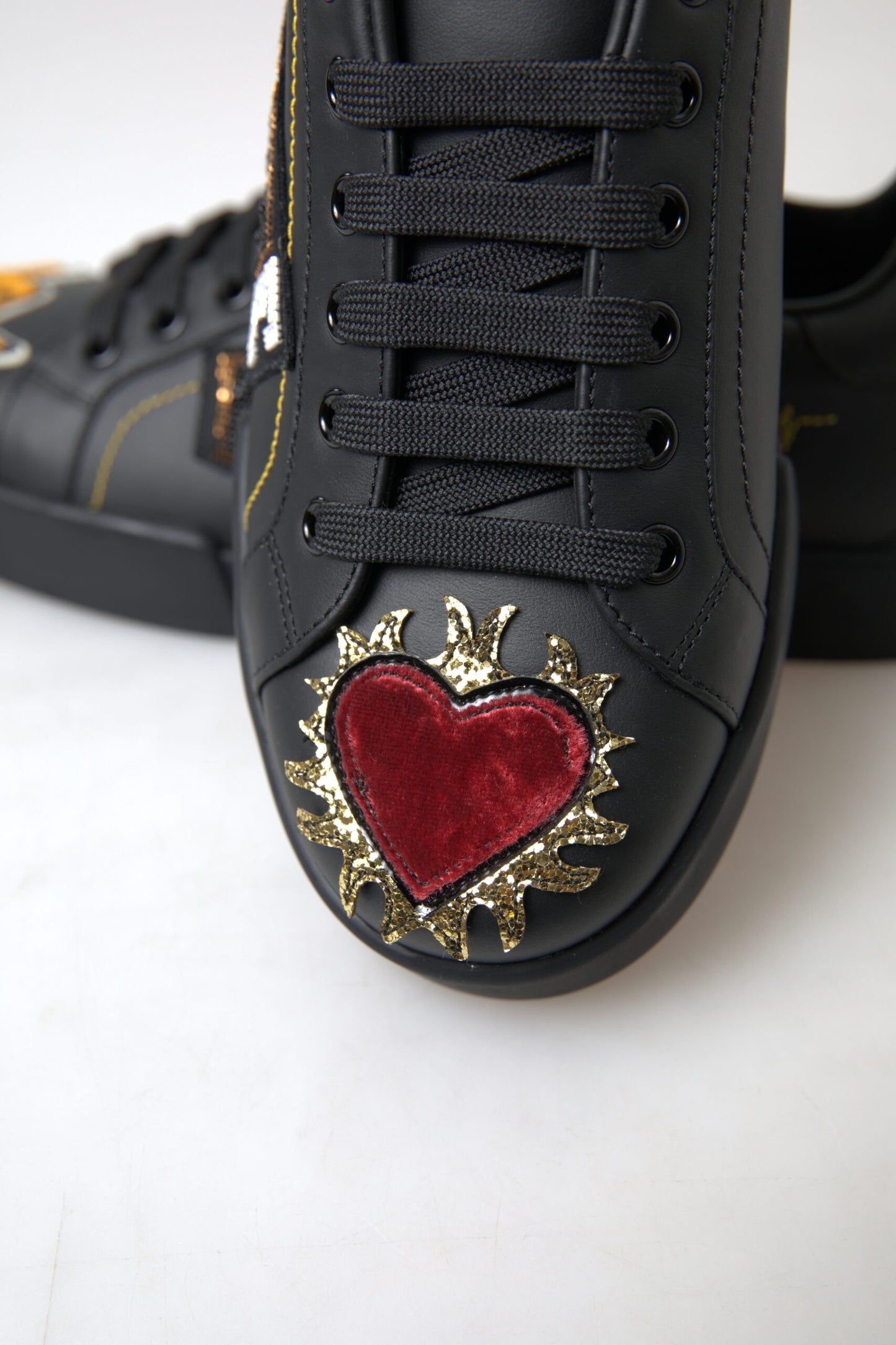 Elegant Portofino Leather Sneakers - Black Multicolor