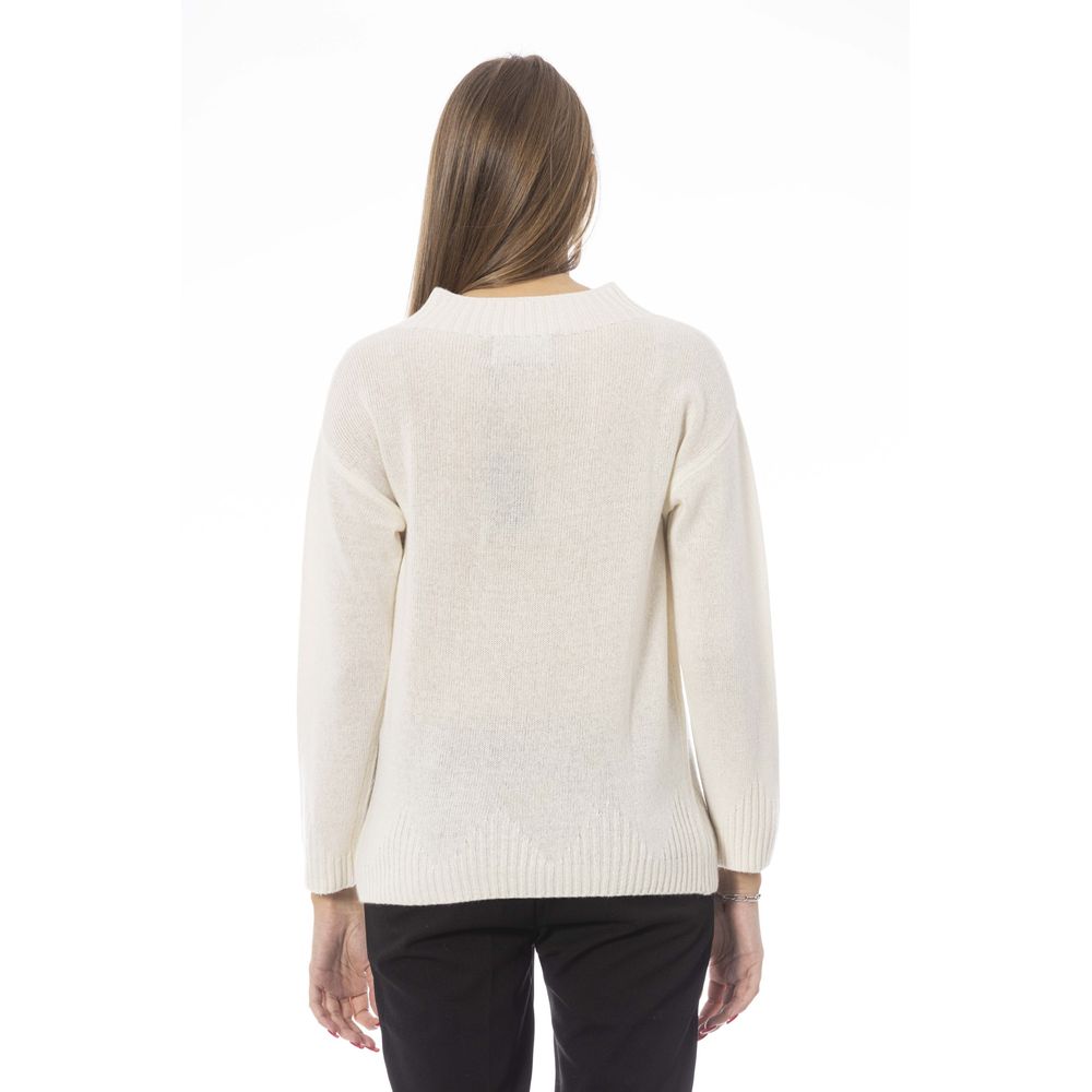 Beige Wool Women Sweater