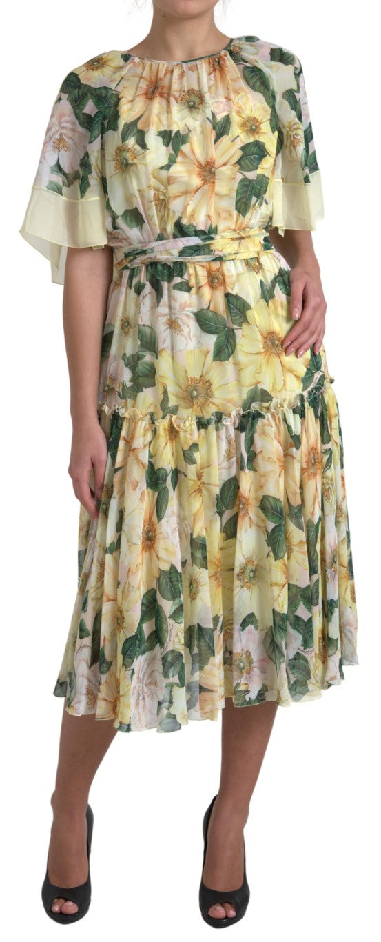 Elegant Silk Floral Maxi Dress