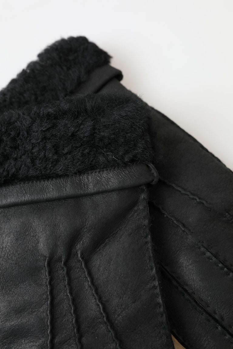 Elegante schwarze Winterhandschuhe aus Leder