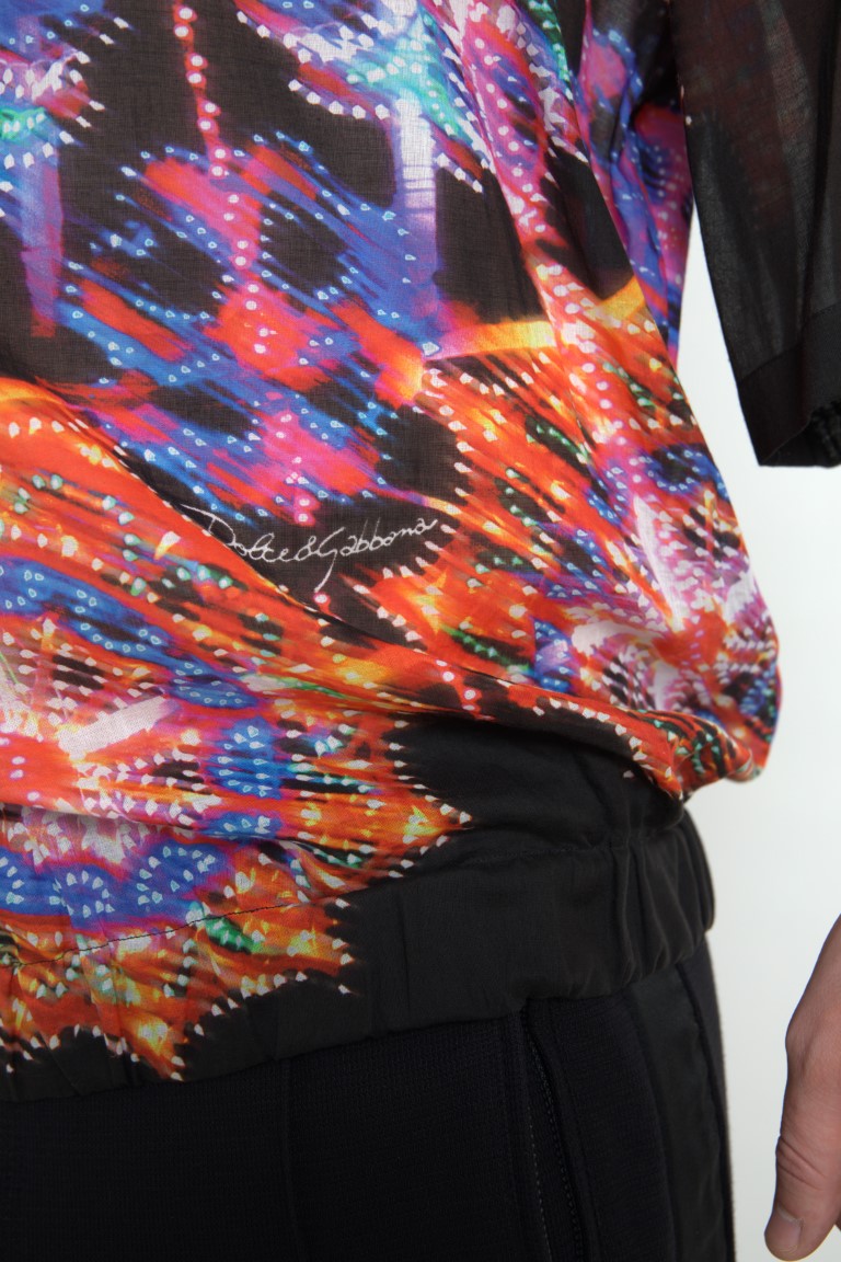 Mehrfarbiges Poloshirt aus Baumwolle mit Luminarie-Print