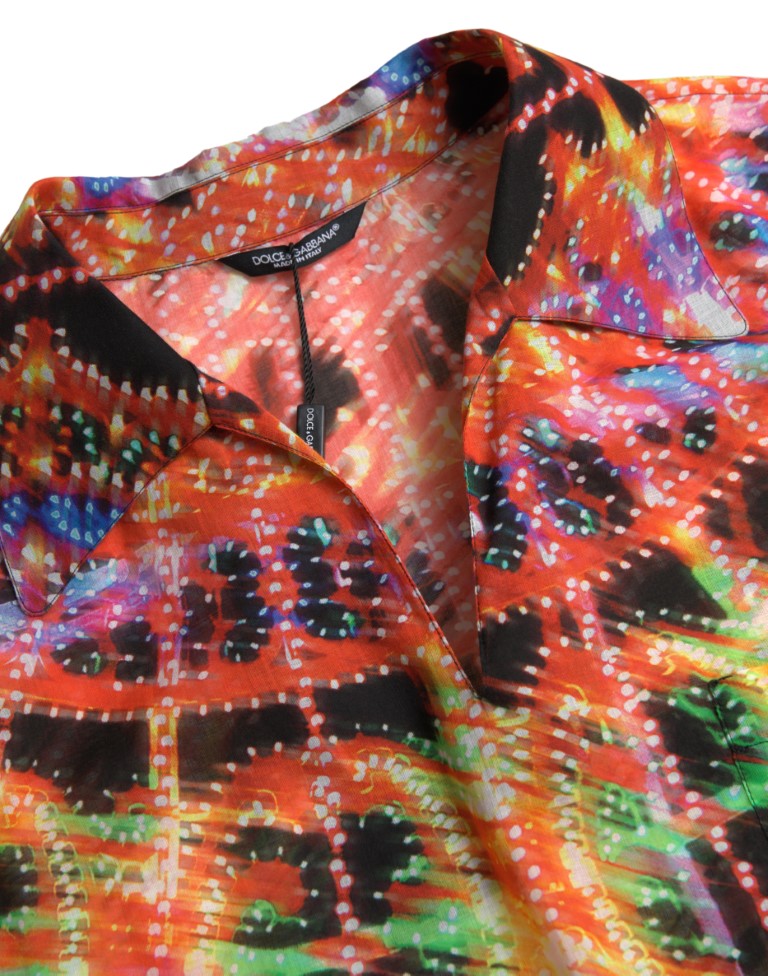 Mehrfarbiges Poloshirt aus Baumwolle mit Luminarie-Print