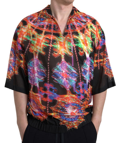 Mehrfarbiges Poloshirt aus Baumwolle mit Luminarie-Print