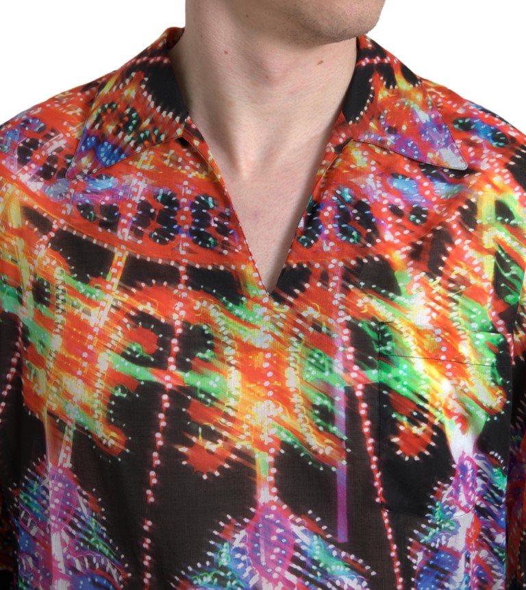 Mehrfarbiges Poloshirt aus Baumwolle mit Luminarie-Print