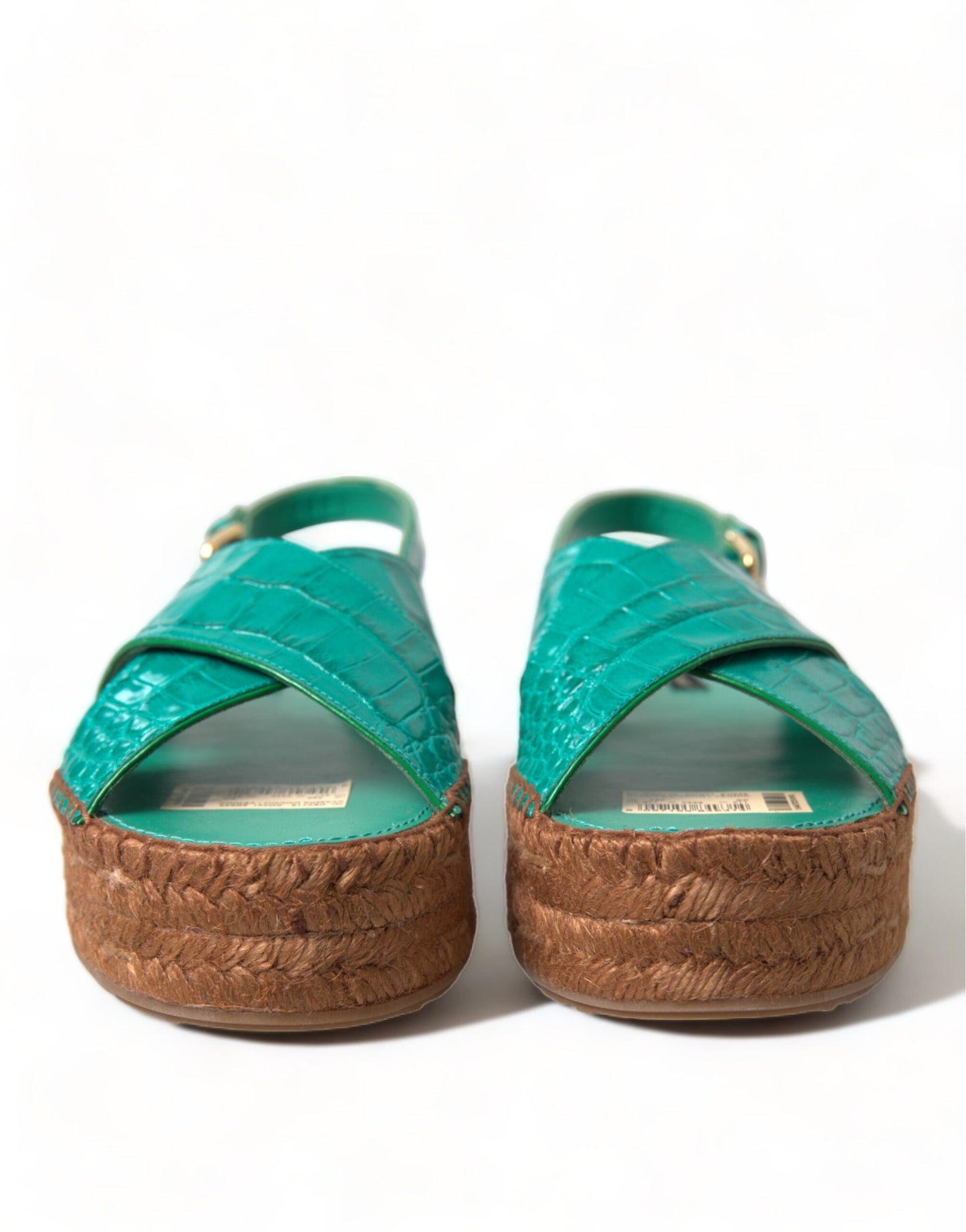 Elegante grüne Espadrille Plateau Sandalen