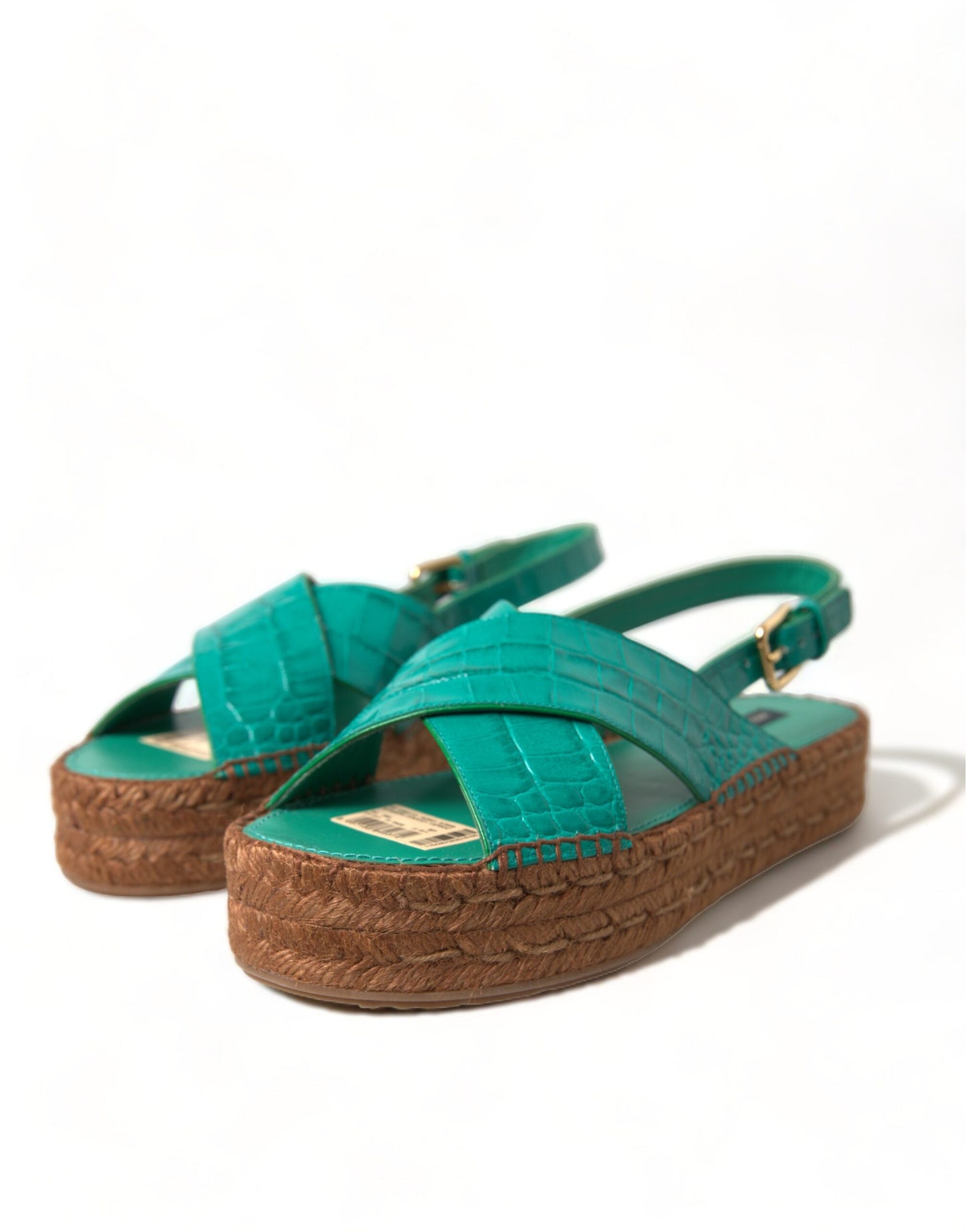 Elegante grüne Espadrille Plateau Sandalen