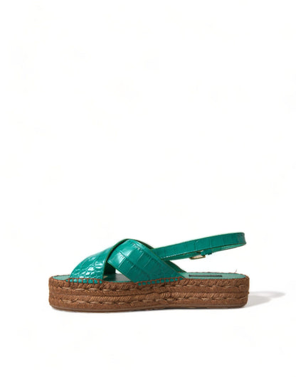 Elegante grüne Espadrille Plateau Sandalen