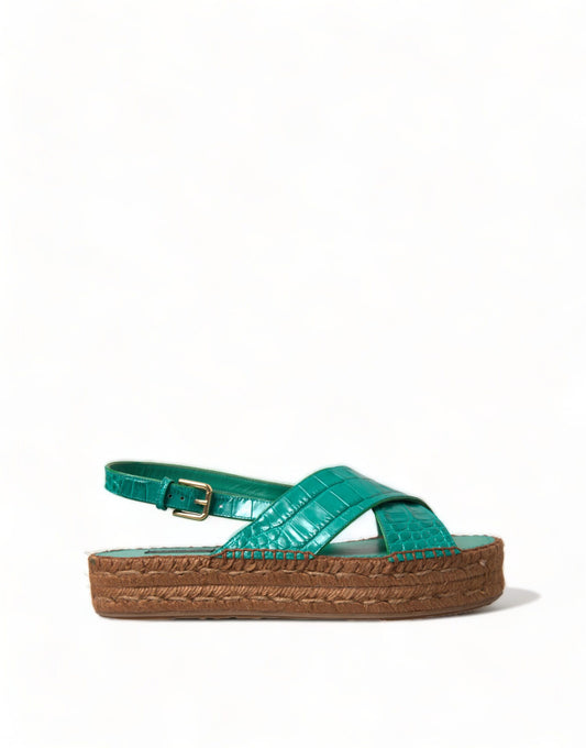 Elegante grüne Espadrille Plateau Sandalen