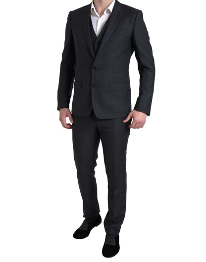 Eleganter schwarzer Martini Slim Fit 3-teiliger Anzug