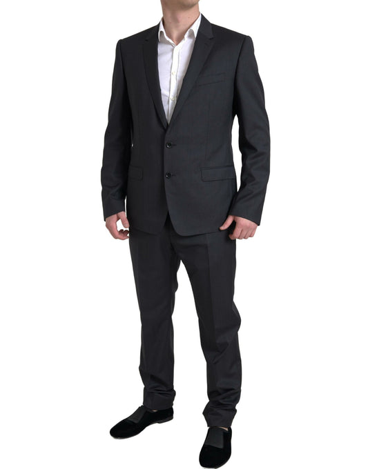 Eleganter schwarzer zweiteiliger Slim Fit Anzug