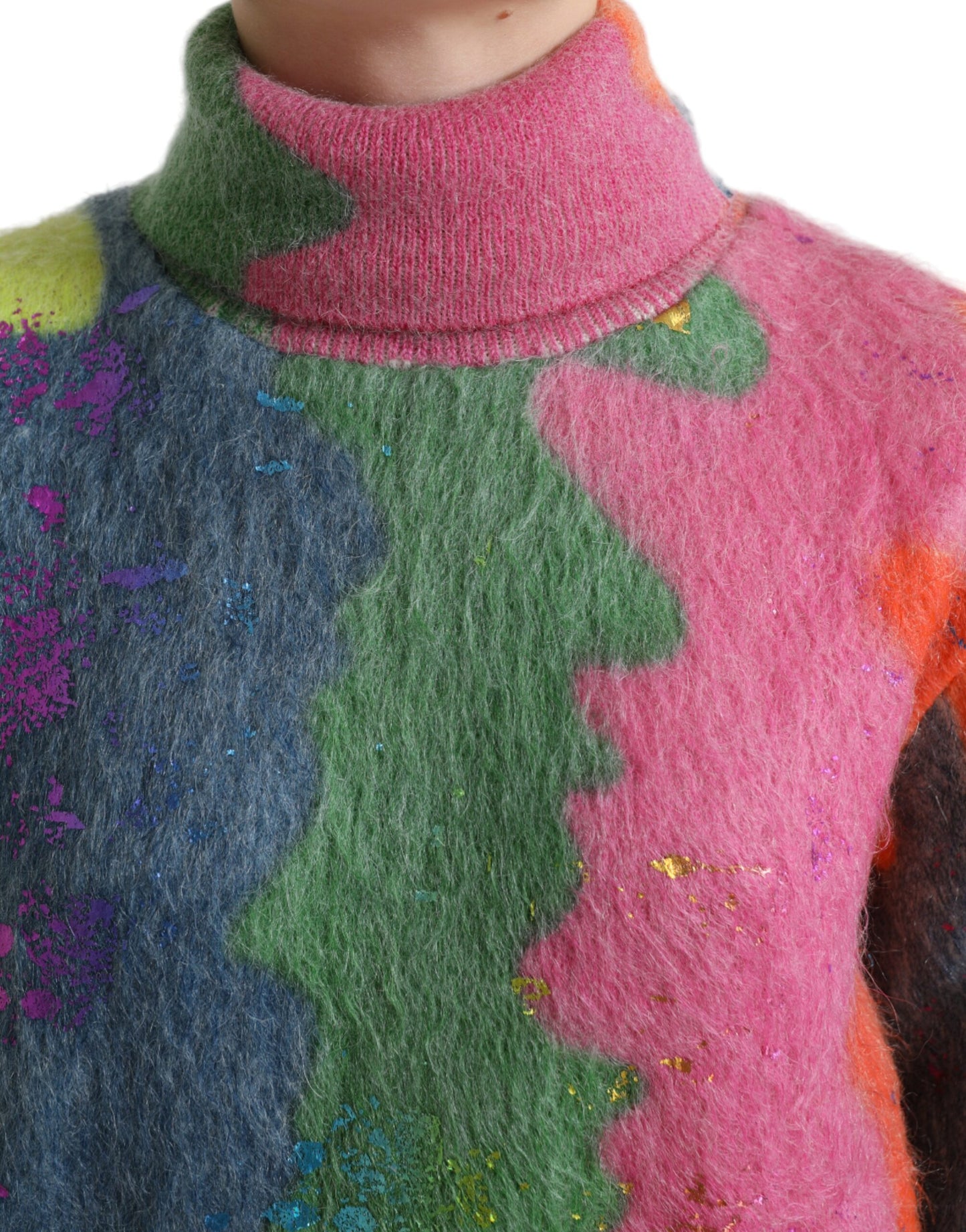 Mehrfarbiger Rollkragenpullover aus Mohair mit Streifen