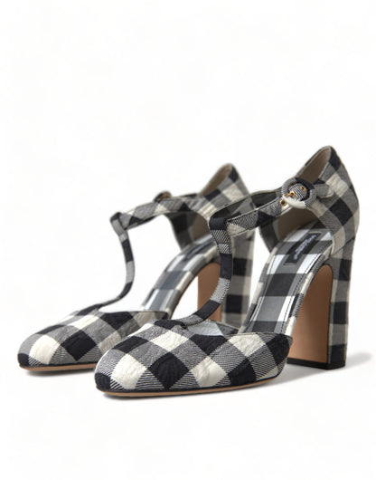 Schicke Gingham T-Riemchen-Pumps: Zeitlose Mary Jane Heels