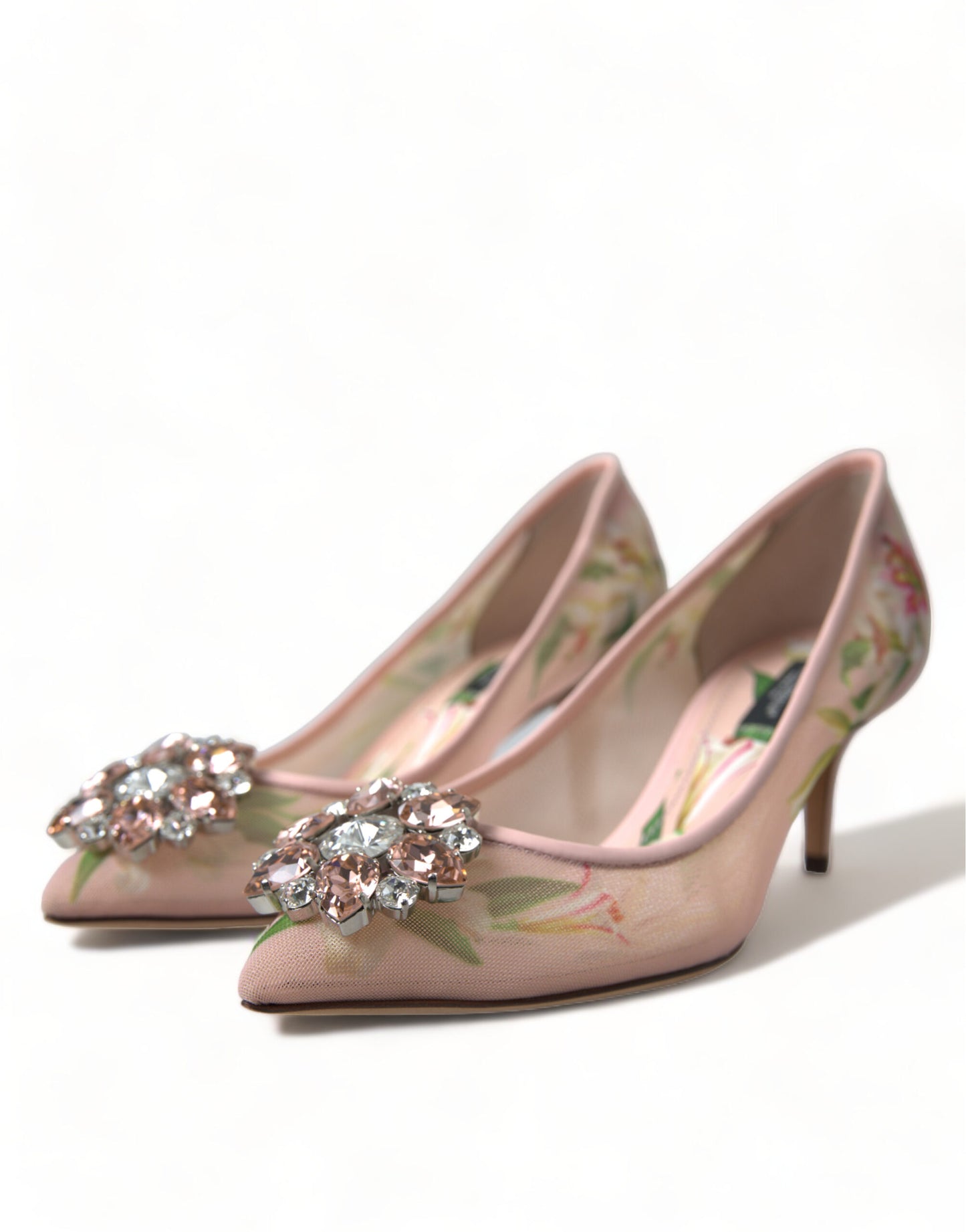 Elegante rosa Pumps mit Blumenkristallen