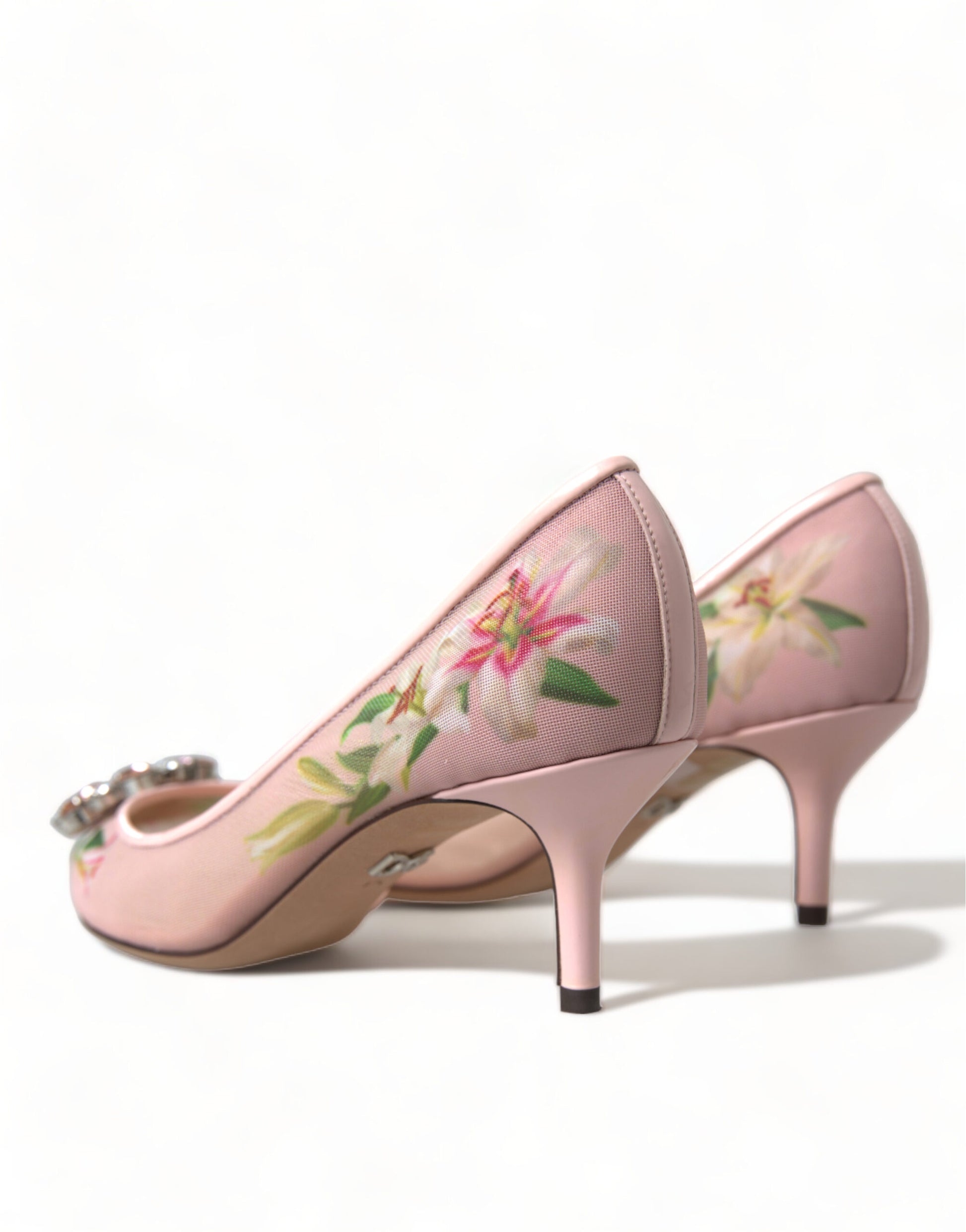 Elegante rosa Pumps mit Blumenkristallen