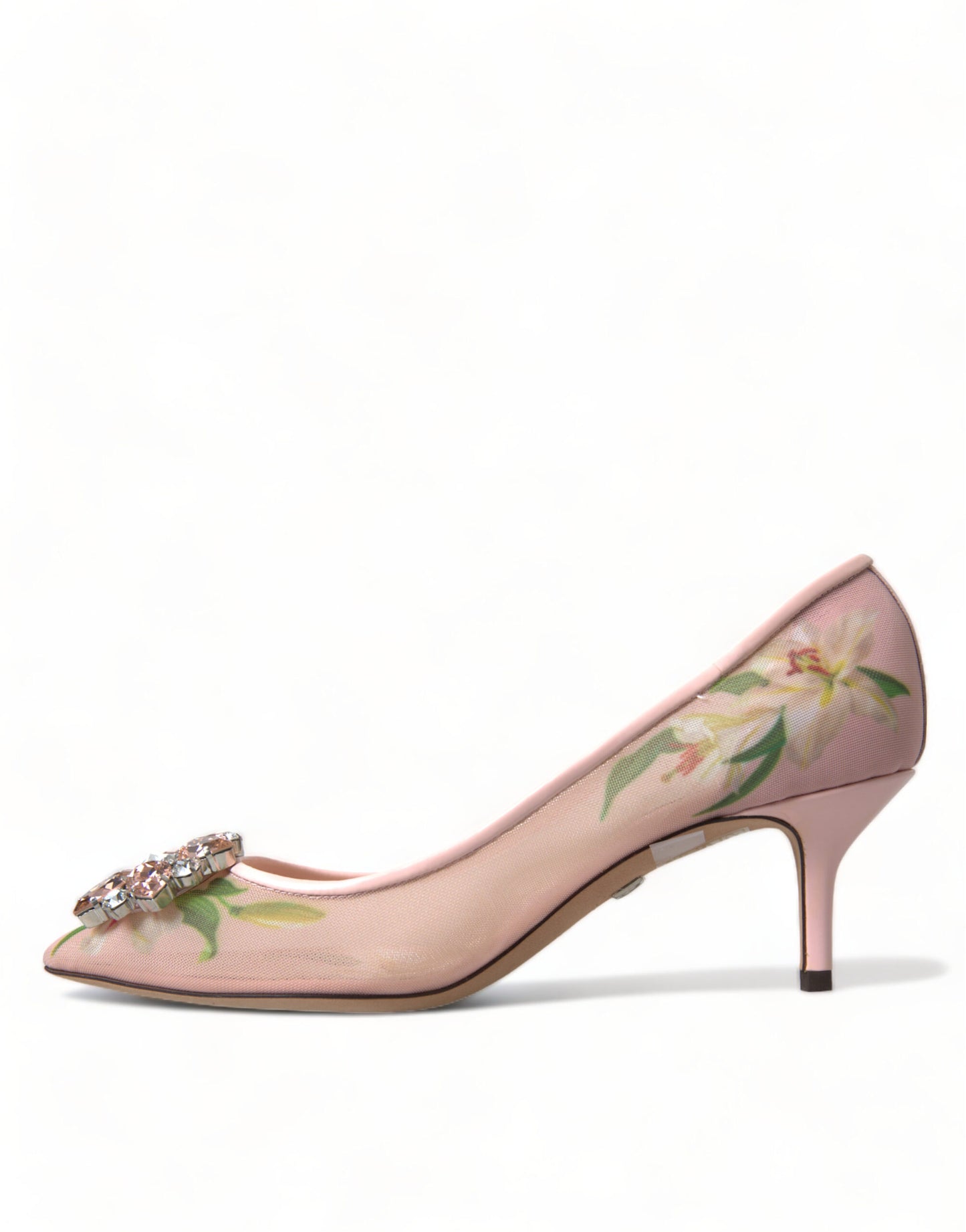 Elegante rosa Pumps mit Blumenkristallen