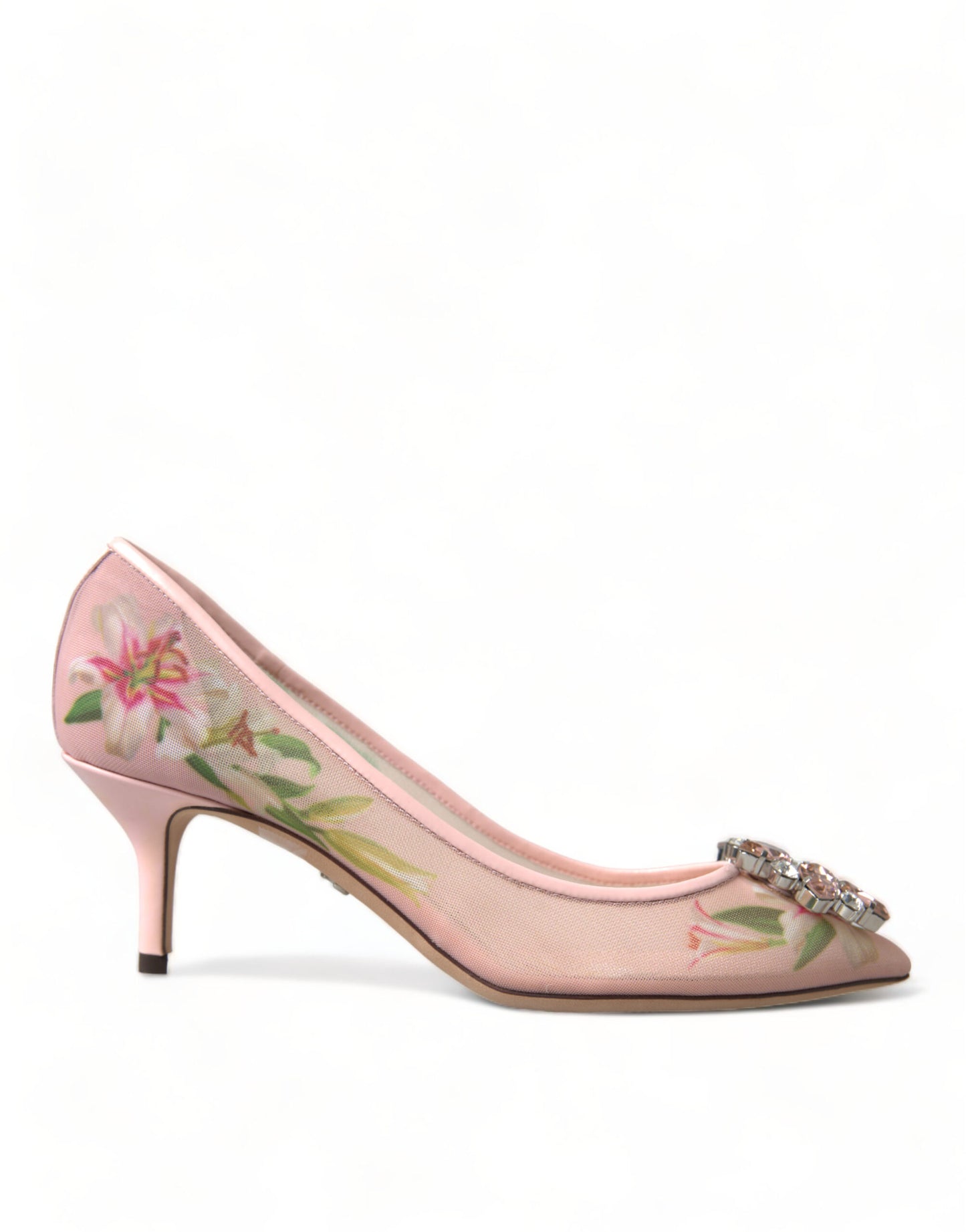 Elegante rosa Pumps mit Blumenkristallen