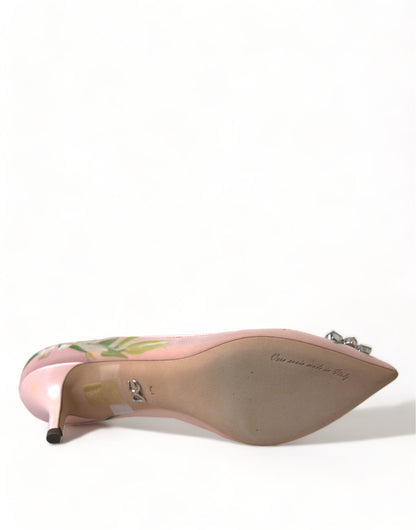 Elegante rosa Pumps mit Blumenkristallen