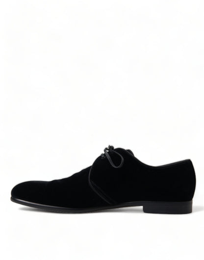 Elegante Derby-Schuhe aus schwarzem Samt