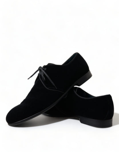 Elegante Derby-Schuhe aus schwarzem Samt