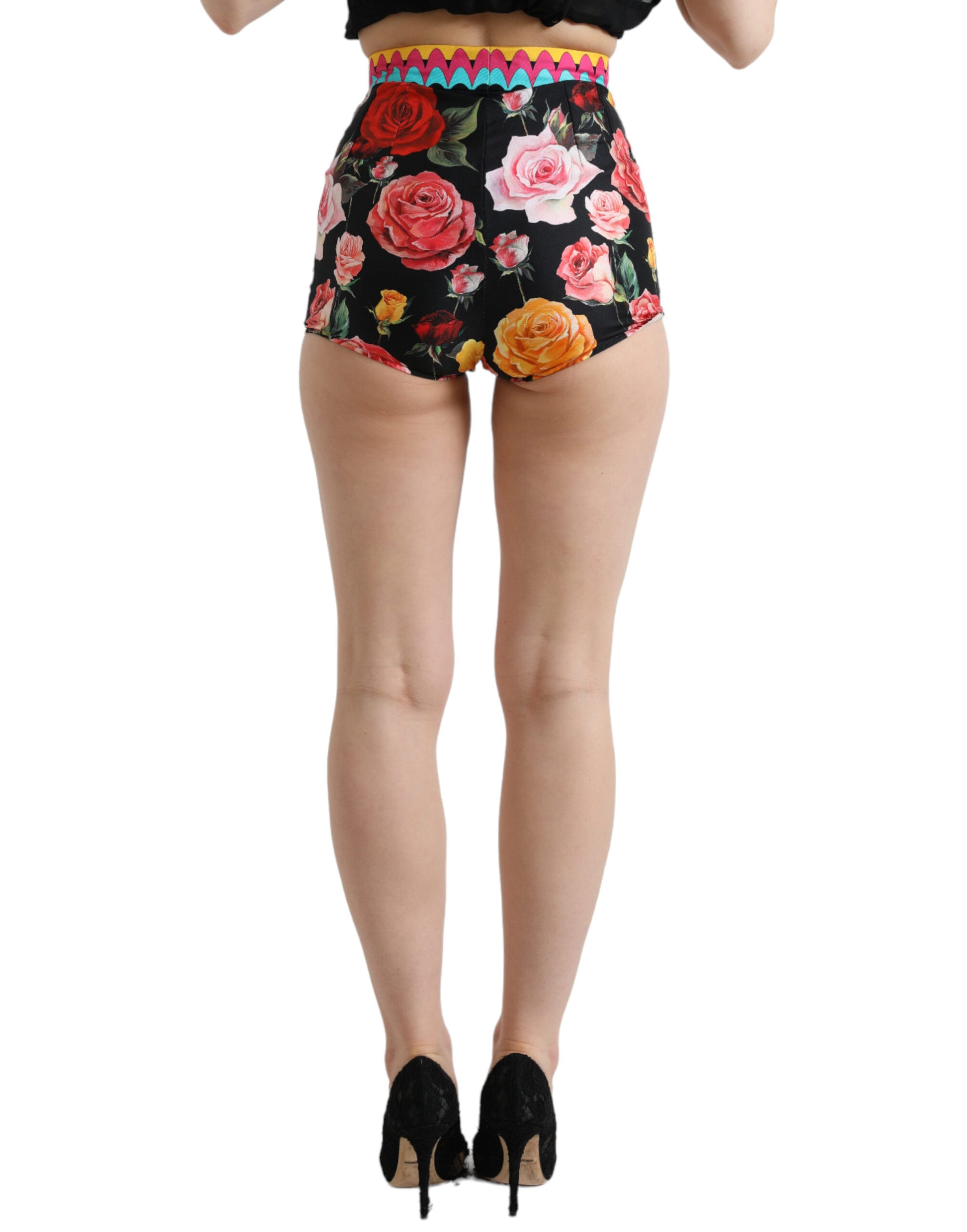 Mehrfarbige Hotpants aus Seide mit hoher Taille