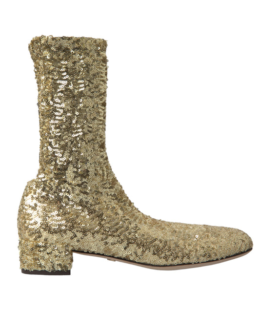 Elegante goldene Stiefel mit halbhohem Schaft, exklusives Design