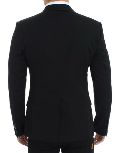 Eleganter Slim Fit Blazer aus schwarzer Wolle