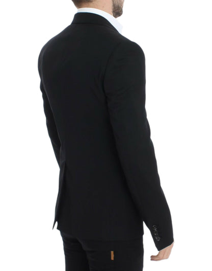 Eleganter Slim Fit Blazer aus schwarzer Wolle