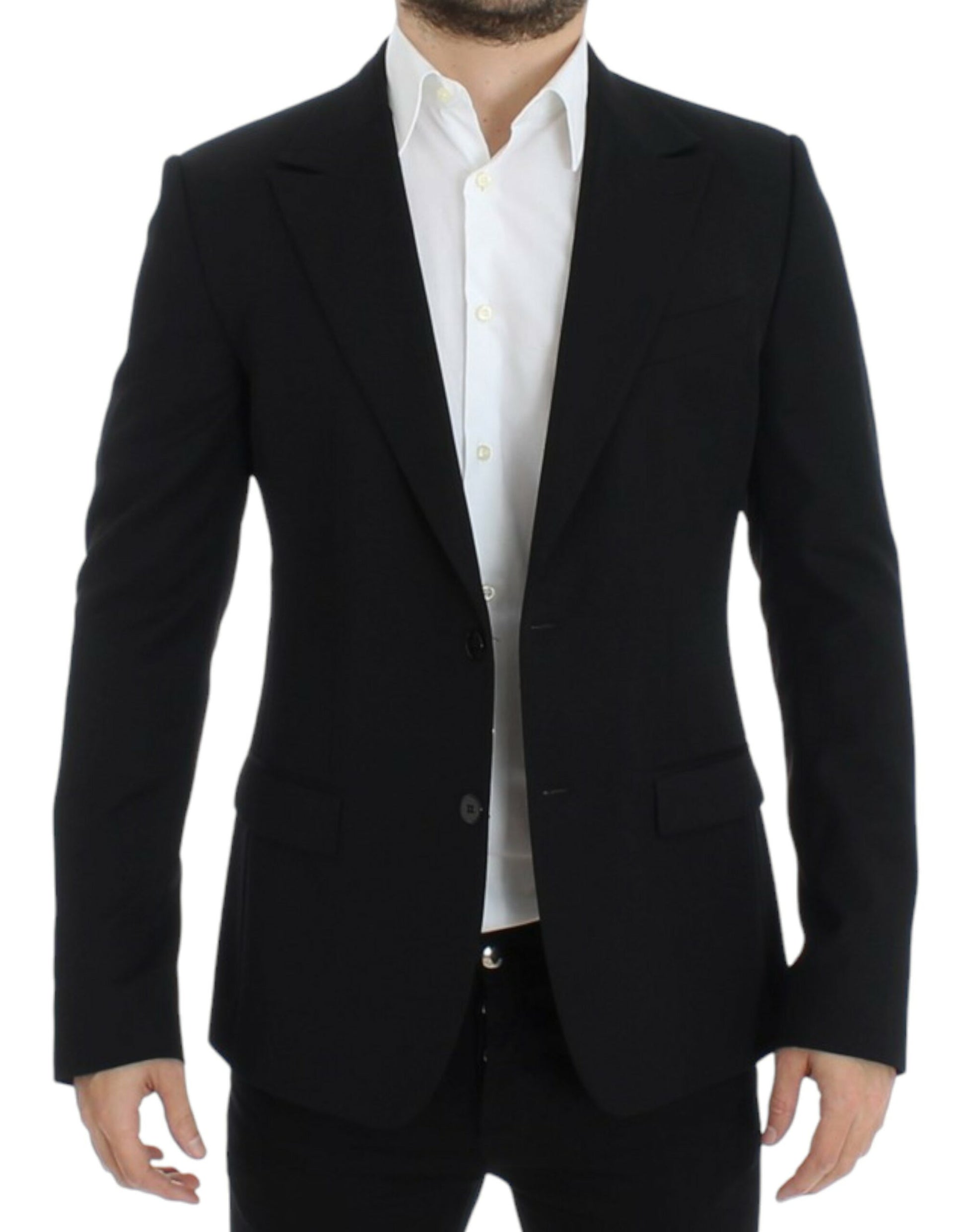 Eleganter Slim Fit Blazer aus schwarzer Wolle