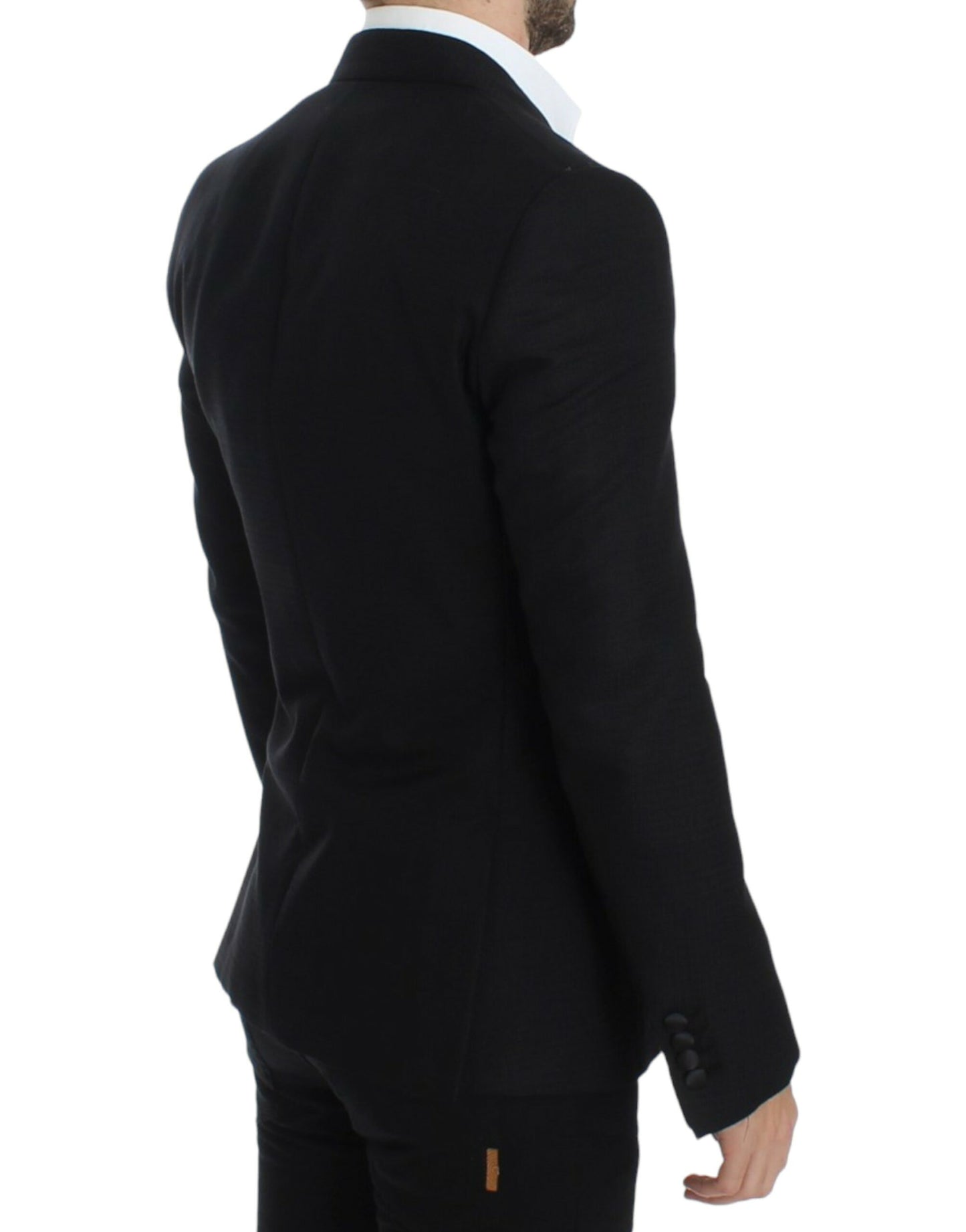 Eleganter schwarzer Sicilia-Blazer aus Seidenmischung