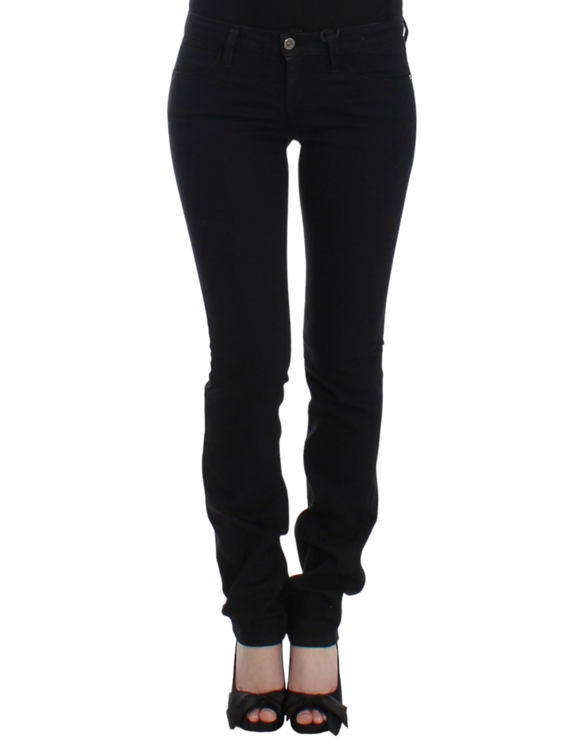 Elegante schwarze Jeans mit geradem Bein