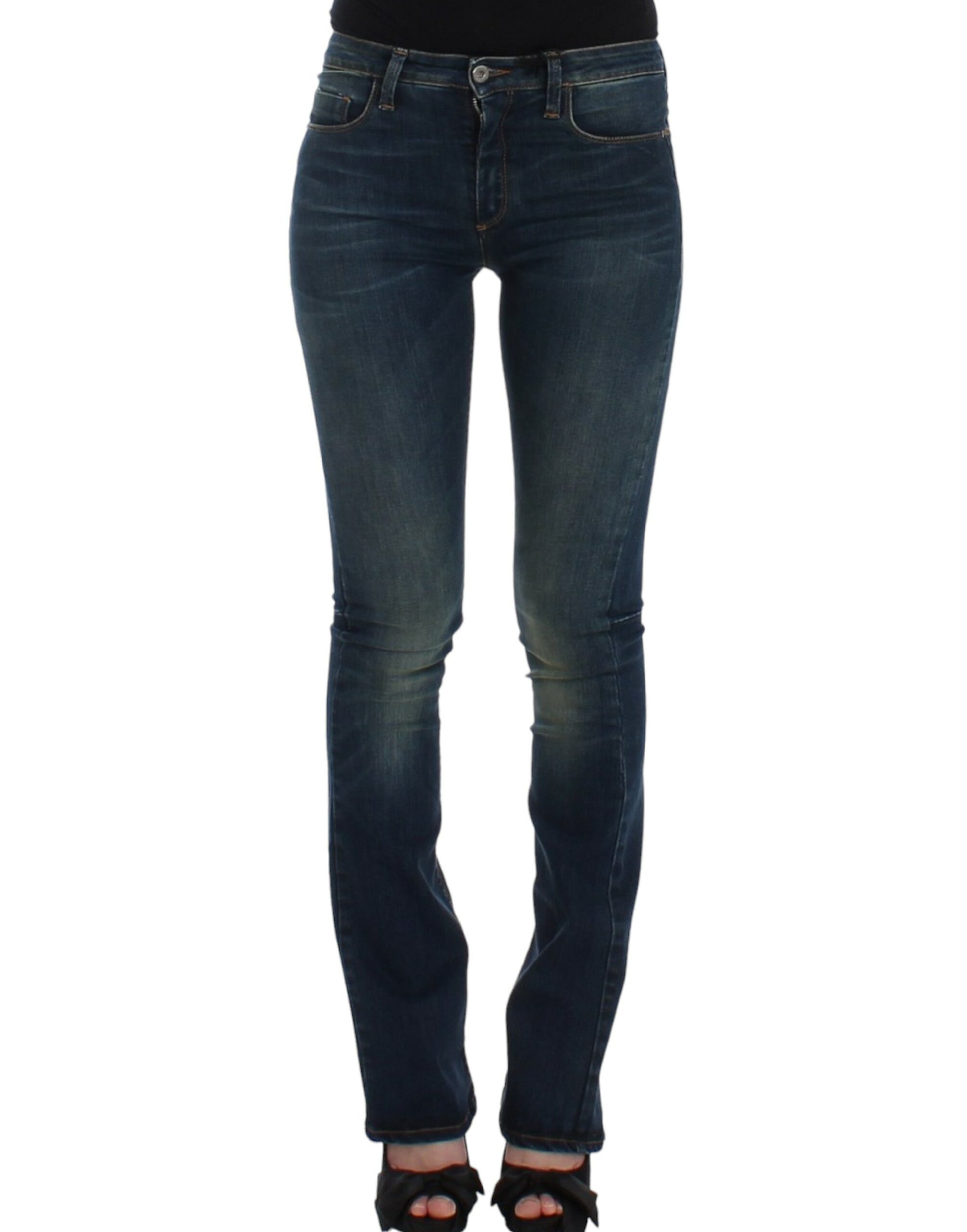 Schicke blaue Designer-Jeans mit geradem Bein