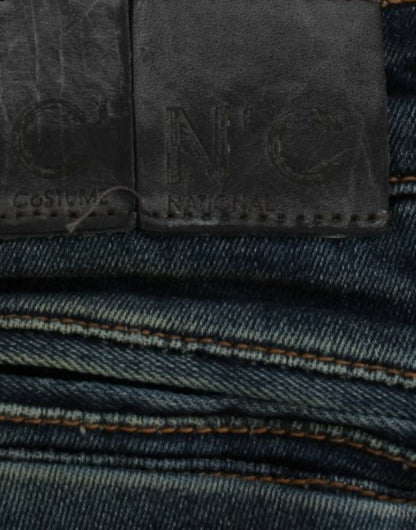 Schicke blaue Designer-Jeans mit geradem Bein