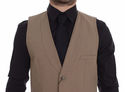 Elegante beige Baumwoll-Weste – Slim Fit