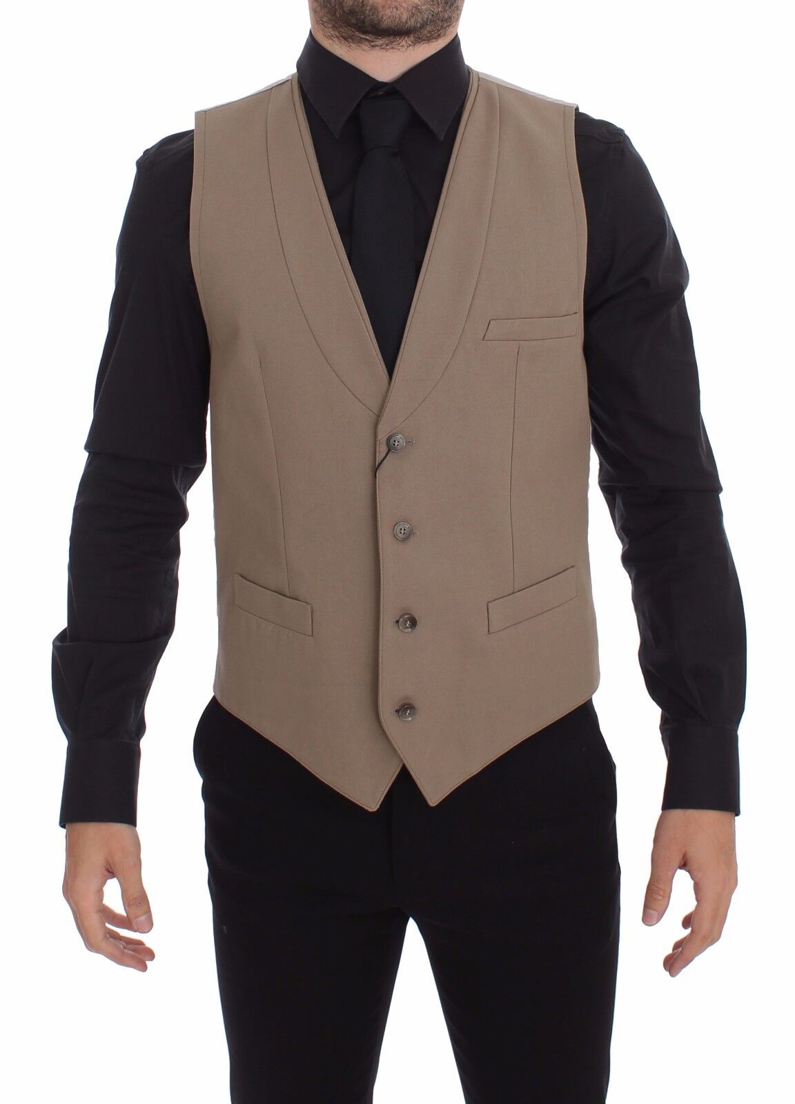 Elegante beige Baumwoll-Weste – Slim Fit