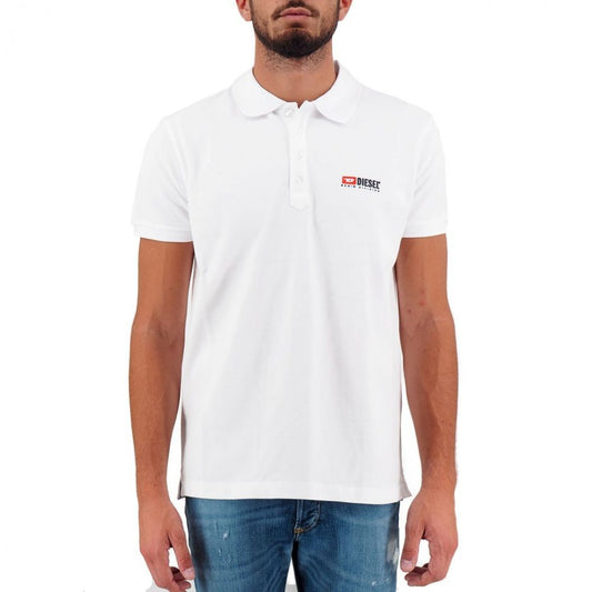 Elegantes weißes Baumwoll-Poloshirt mit kontrastierendem Logo