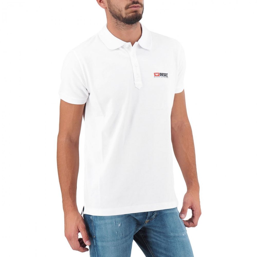 Elegantes weißes Baumwoll-Poloshirt mit kontrastierendem Logo