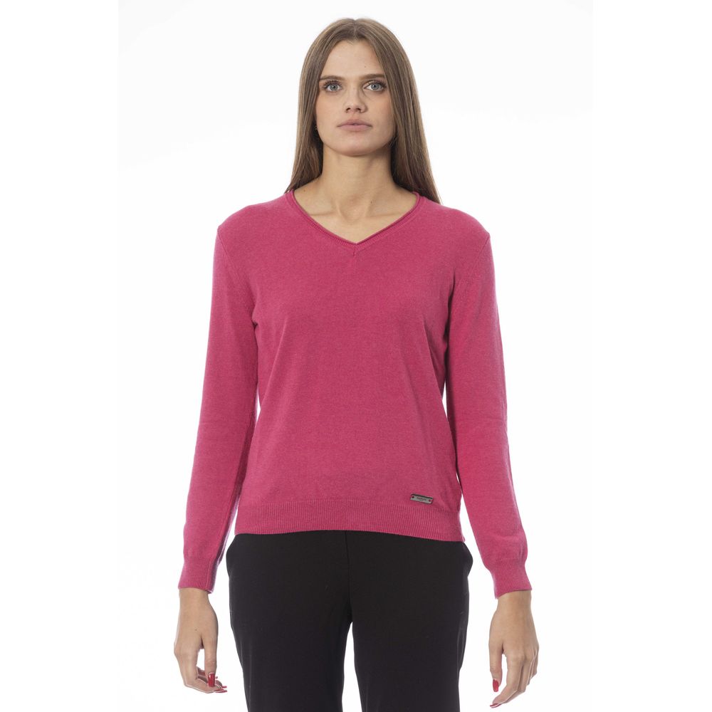 Fuchsiafarbener Polyamidpullover für Damen