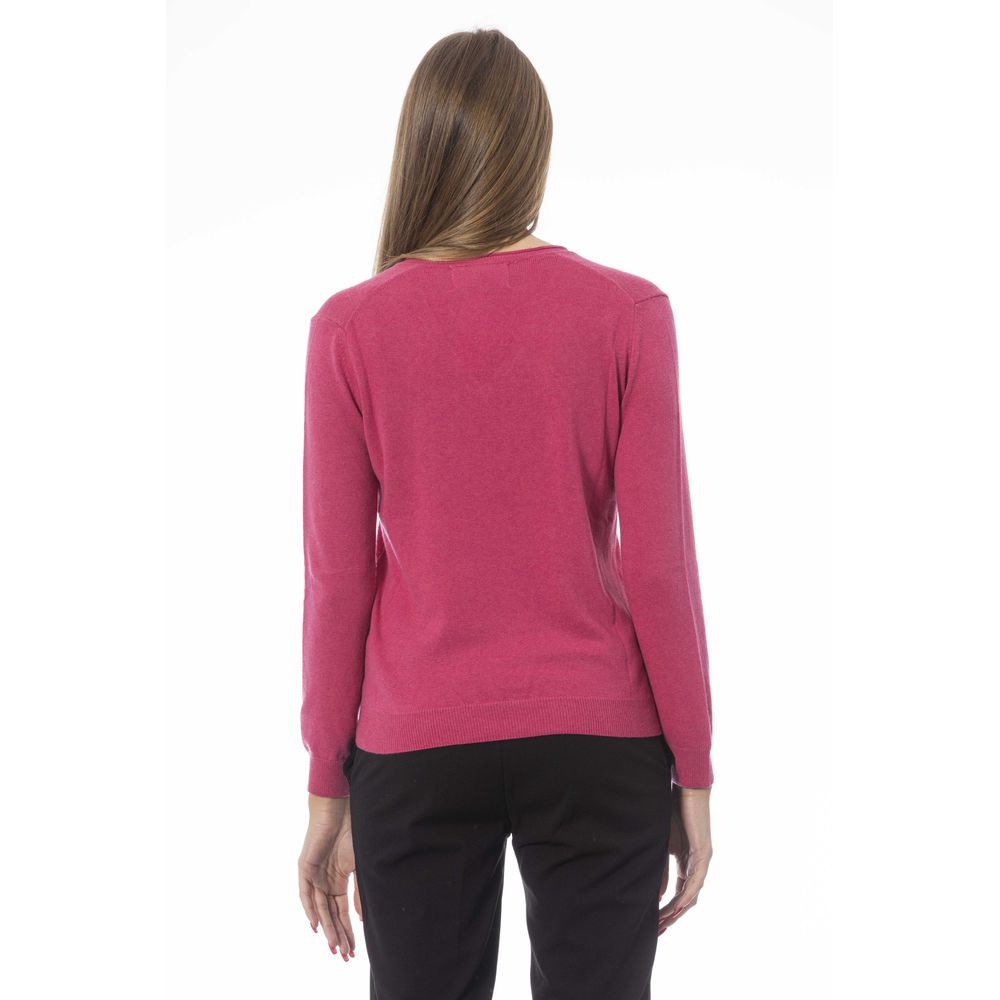 Fuchsiafarbener Polyamidpullover für Damen