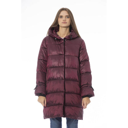 Burgundy Nylon Women Jacket