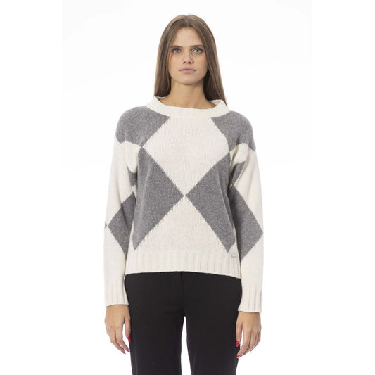 Grauer Wollpullover für Damen