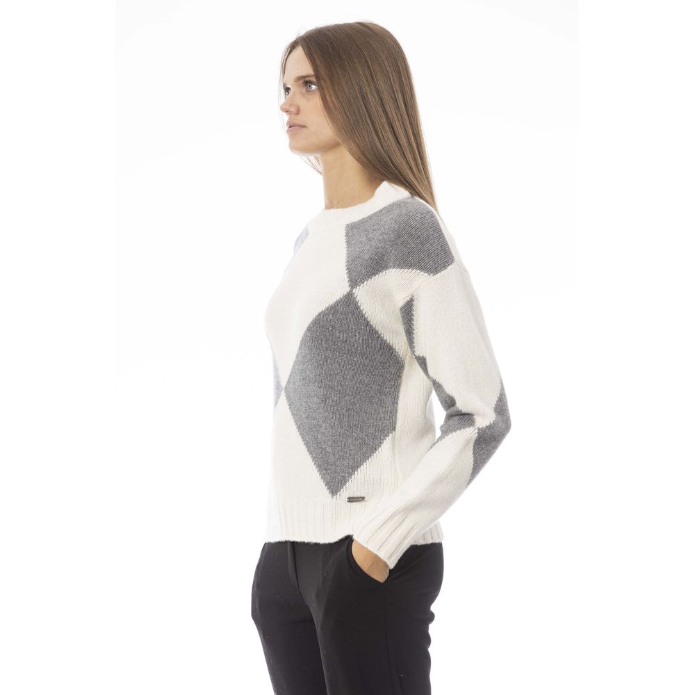 Grauer Wollpullover für Damen