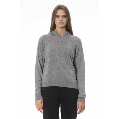 Grauer Wollpullover für Damen