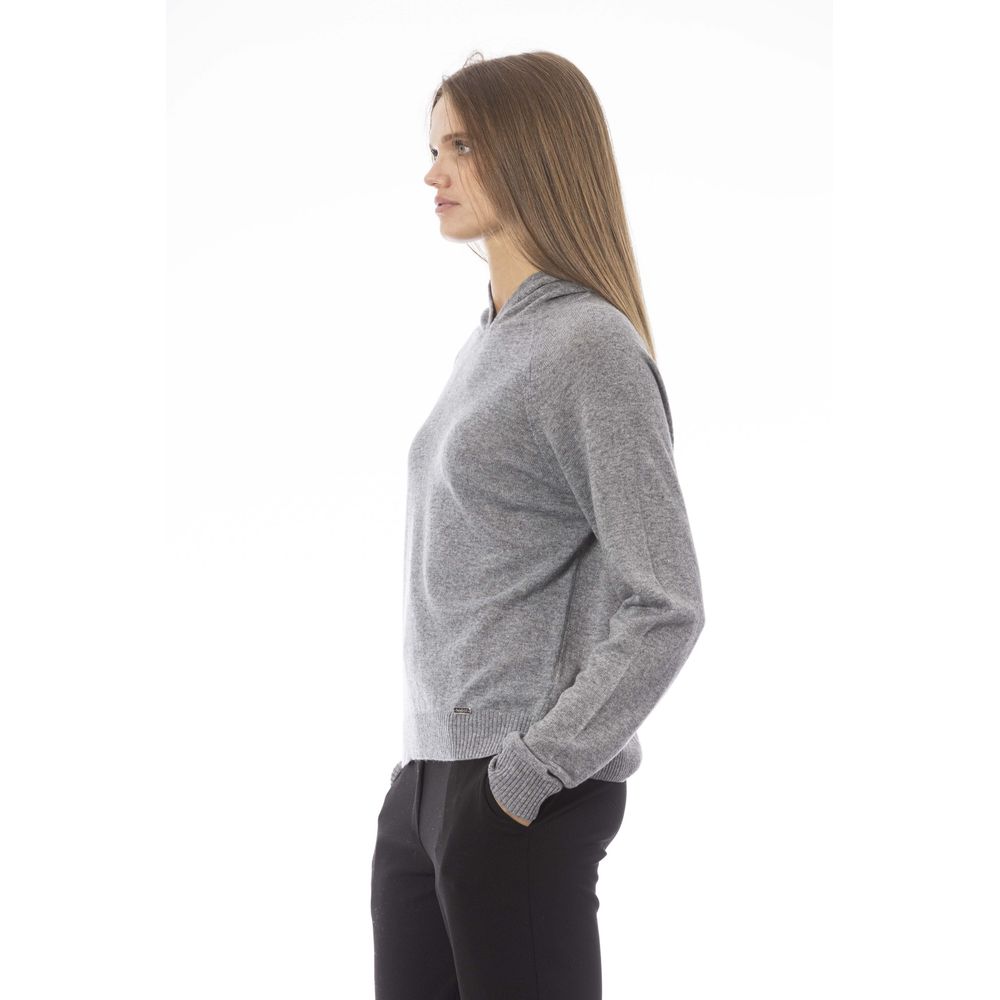 Grauer Wollpullover für Damen