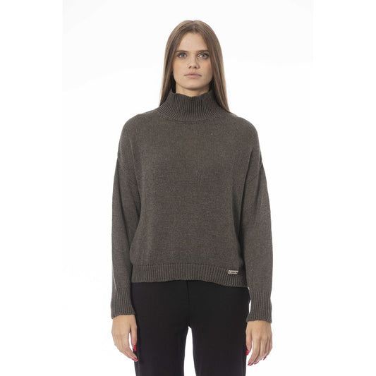 Grüner Wollpullover für Damen