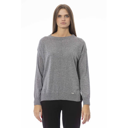 Grauer Wollpullover für Damen