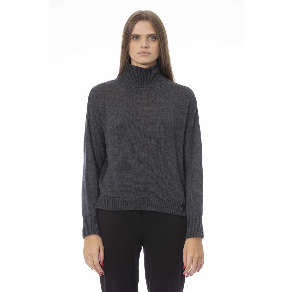 Grauer Wollpullover für Damen