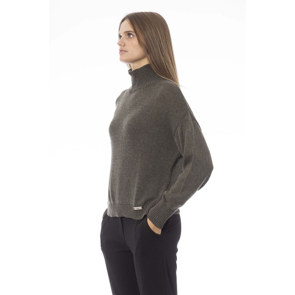 Grüner Wollpullover für Damen