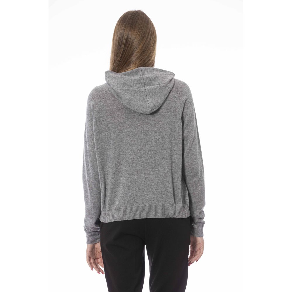 Grauer Wollpullover für Damen