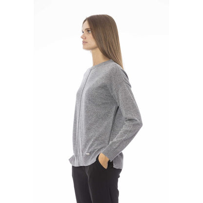 Grauer Wollpullover für Damen